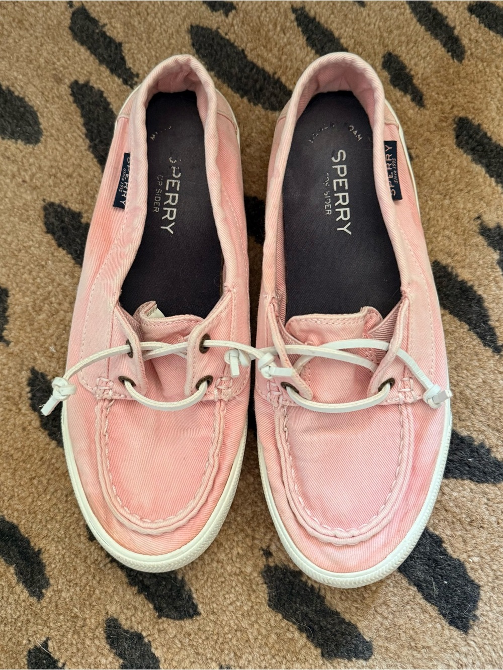 Sperry Light Pink/Red Canvas Boat Shoes - Classic 2-Eye - Picture 2 of 4